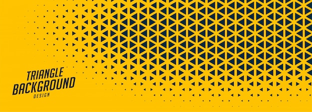 Abstract yellow wide banner with triangle shapes