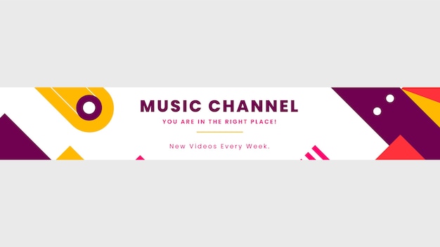 Abstract youtube banner template flat style