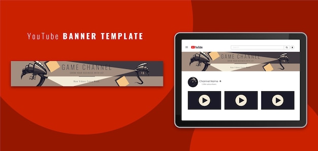 Abstract youtube banner template flat style