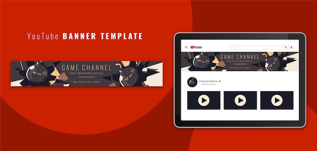 Free vector abstract youtube banner template flat style