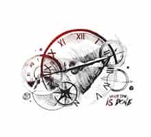 Free vector abstraction of a clockwork a time machine hand drawn sketch vector background