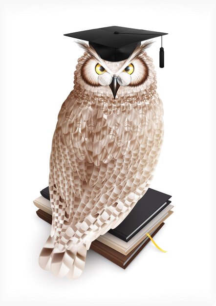 Academic Owl Realistic Composition