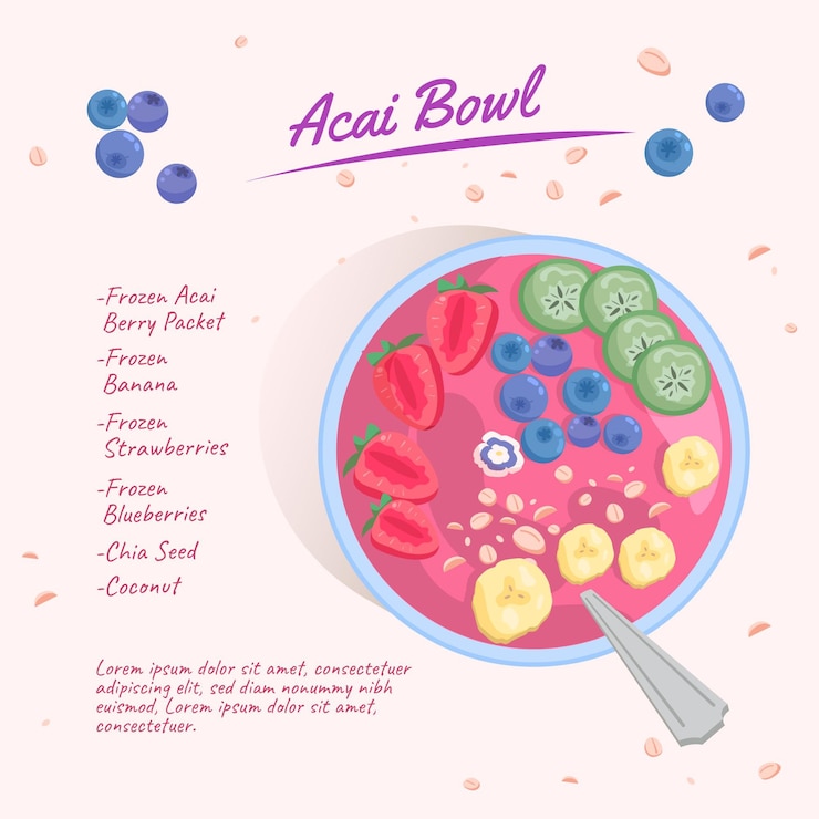 Free Vector acai bowl recipe concept