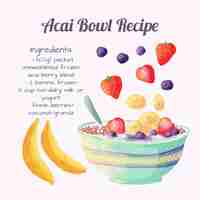 Free vector acai bowl recipe concept