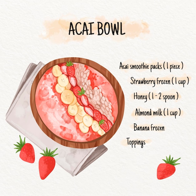 Free vector acai bowl recipe