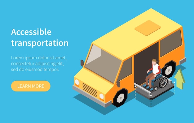 Vettore gratuito concetto isometrico di accessibilità con illustrazione vettoriale di simboli di trasporto accessibili