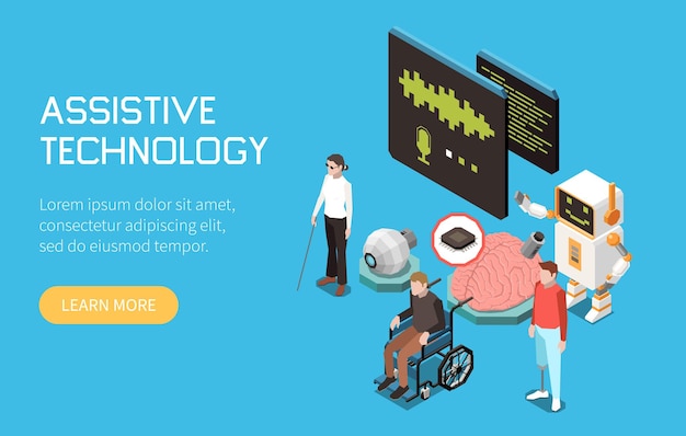 Free vector accessibility isometric concept with assistive technology symbols vector illustration