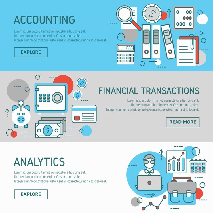 Free Vector accountant horizontal banners set