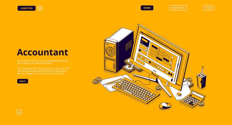 Free Vector accountant isometric landing page