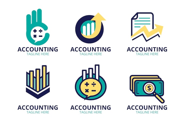 Free vector accounting logo collection in flat design