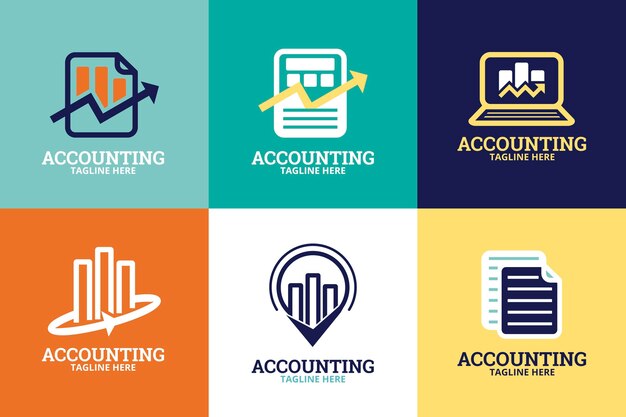 Accounting logo collection in flat design