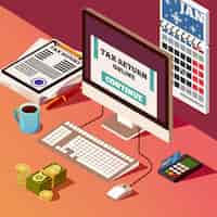 Free vector accounting and taxes isometric composition