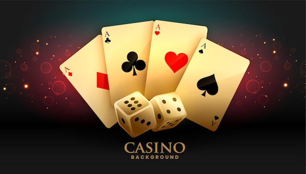 Бесплатное векторное изображение Карты туза и игра в кости казино фон