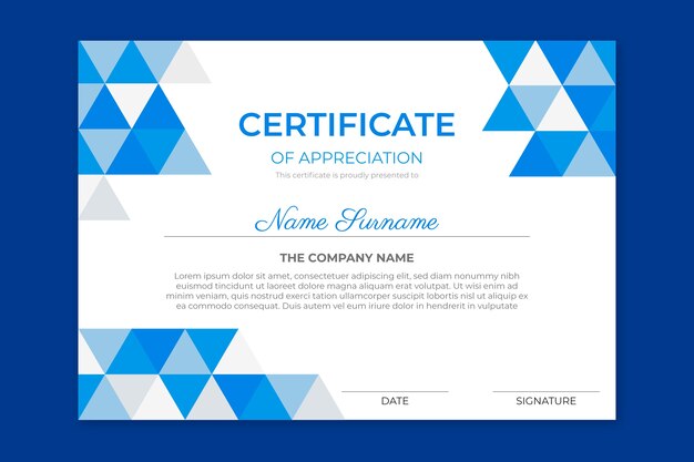 Achievement certificate of appreciation