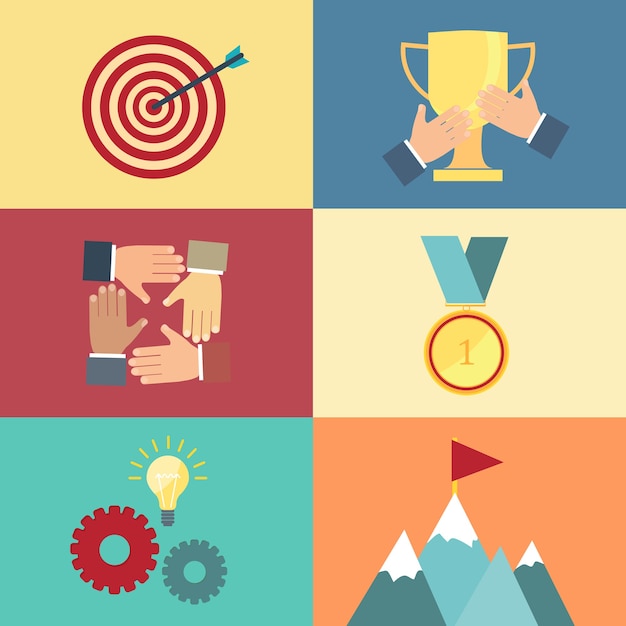 Free vector achieving goal, success concept vector illustration in flat square style