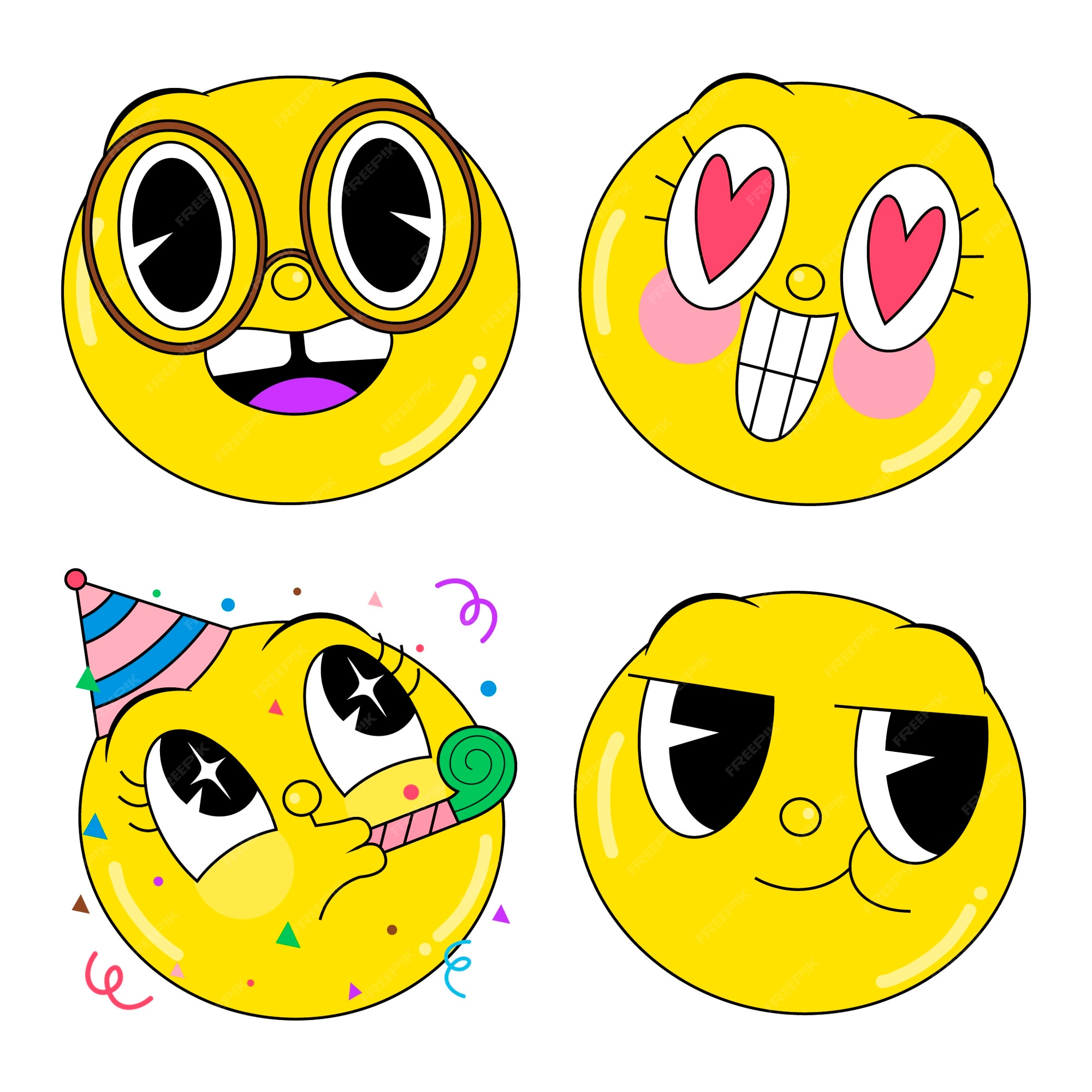 Free Vector  Acid emoji stickers set