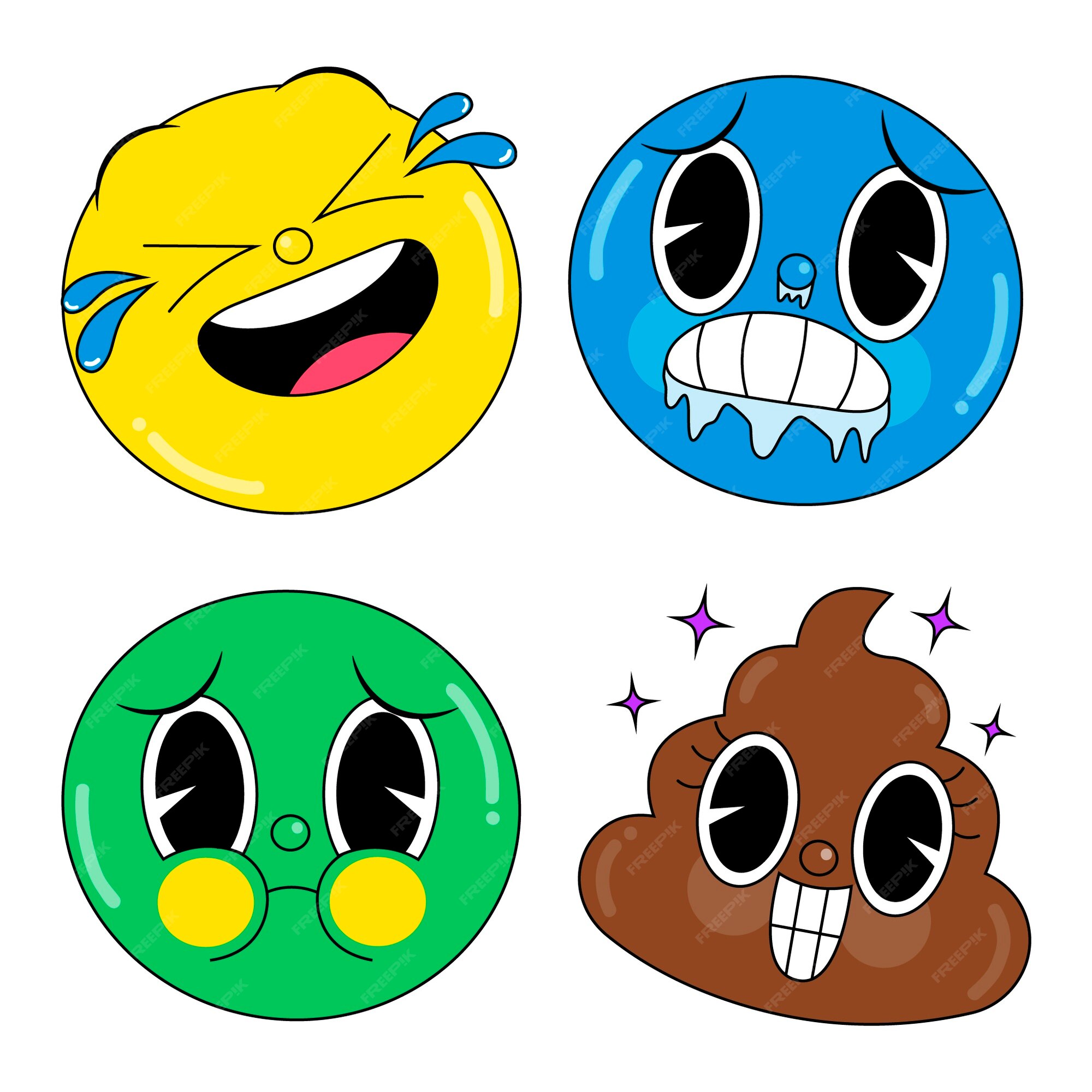 Free Vector  Acid emoji stickers set