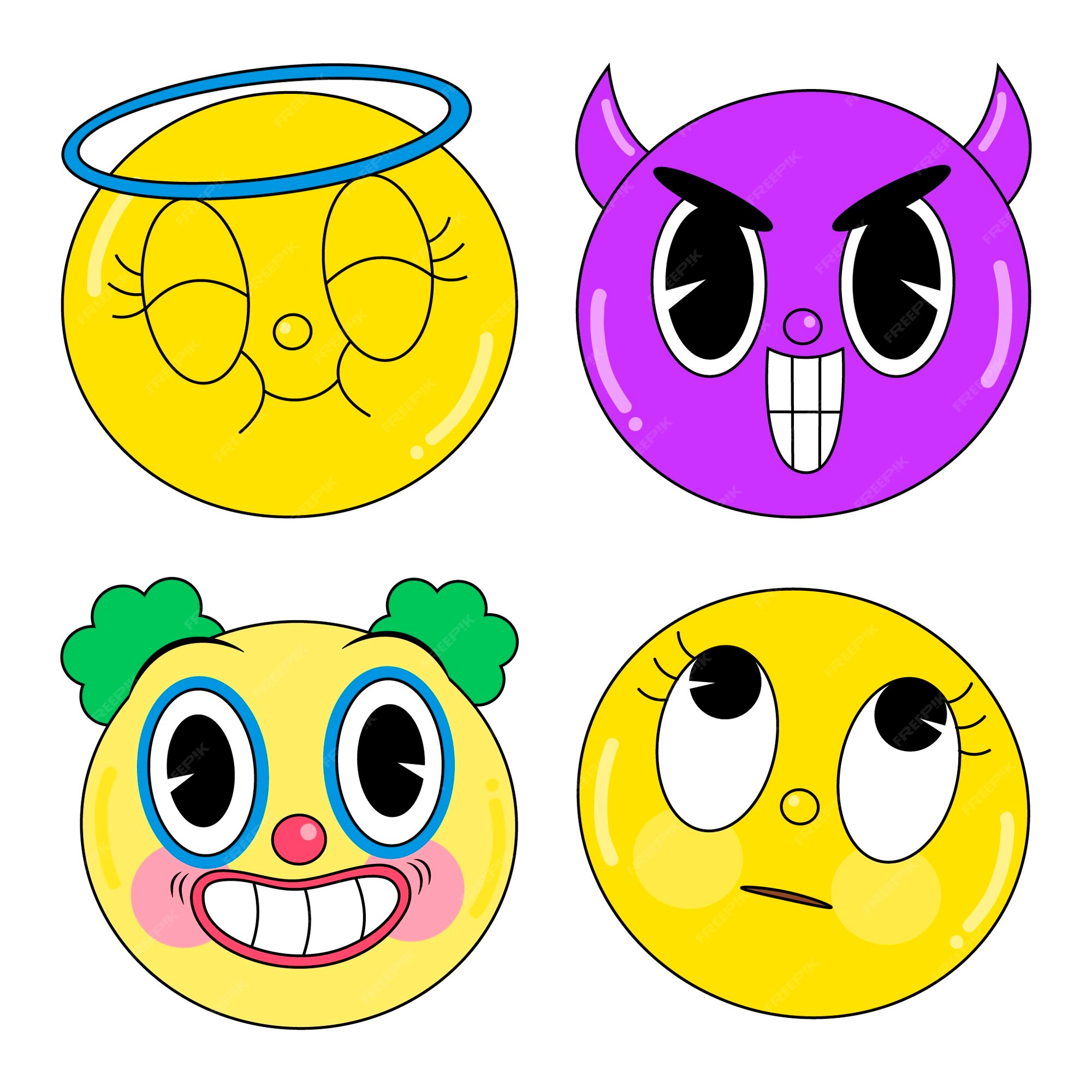 Free Vector  Acid emoji stickers set