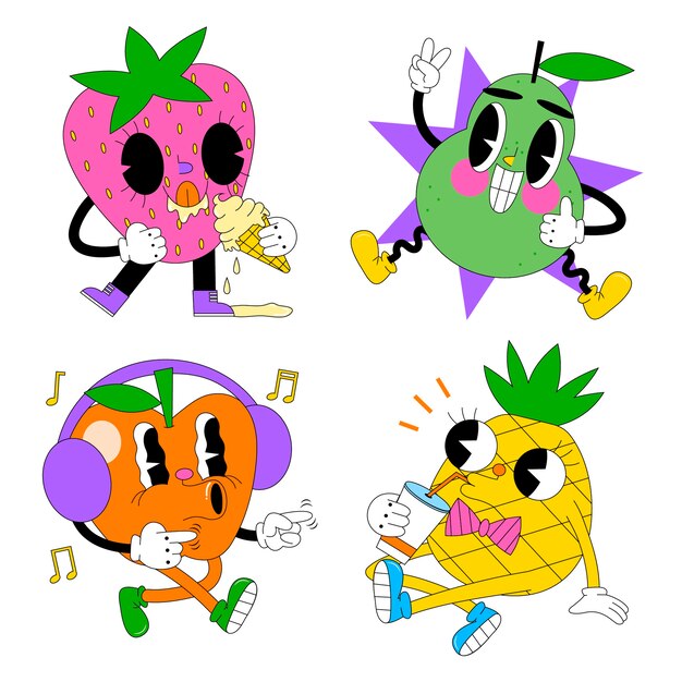 Acid fruit stickers collection