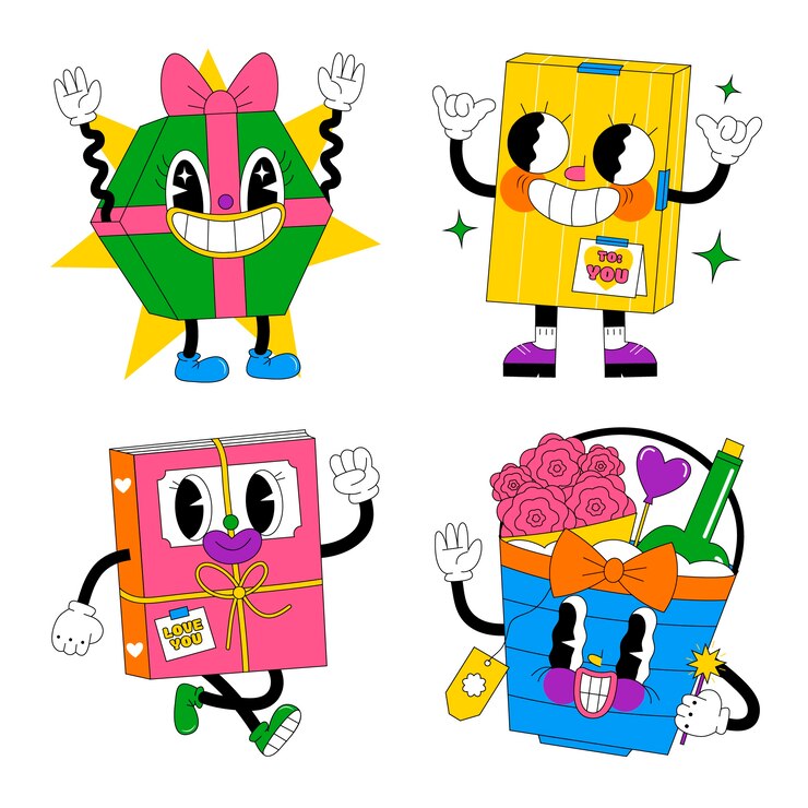 Free Vector acid gift stickers collection