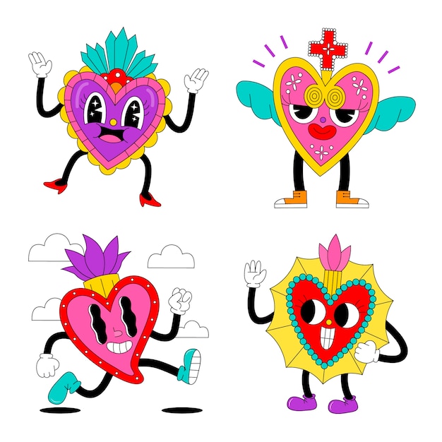 Acid mexican hearts stickers