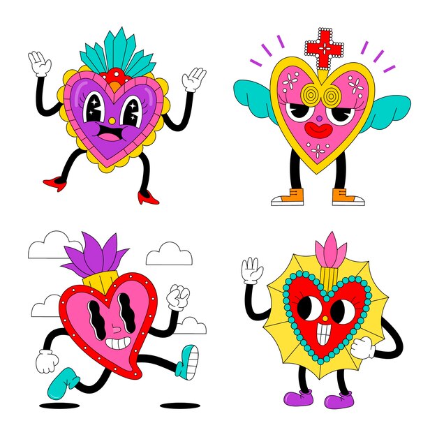 Acid mexican hearts stickers