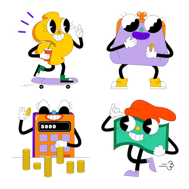 Free Vector acid money stickers collection