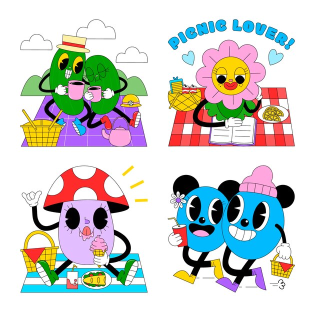 Free Vector acid picnic stickers