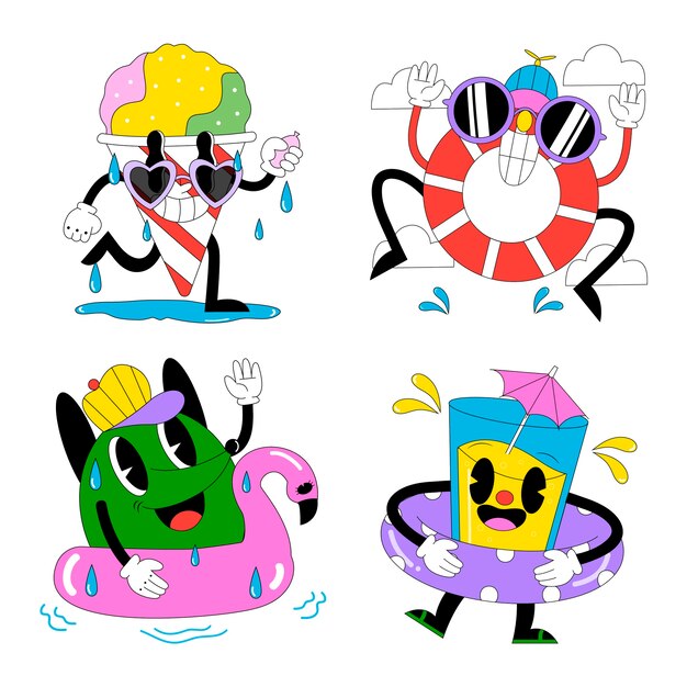 Acid pool party sticker set