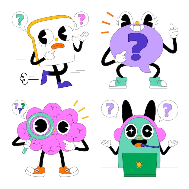 Free vector acid questions stickers collection
