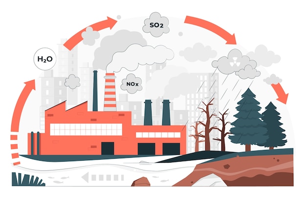 Free vector acid rain depletion concept illustration