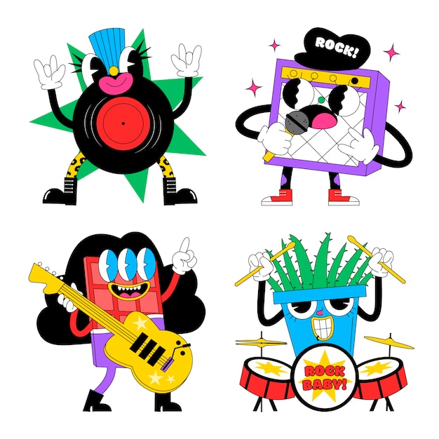 Acid rock music stickers