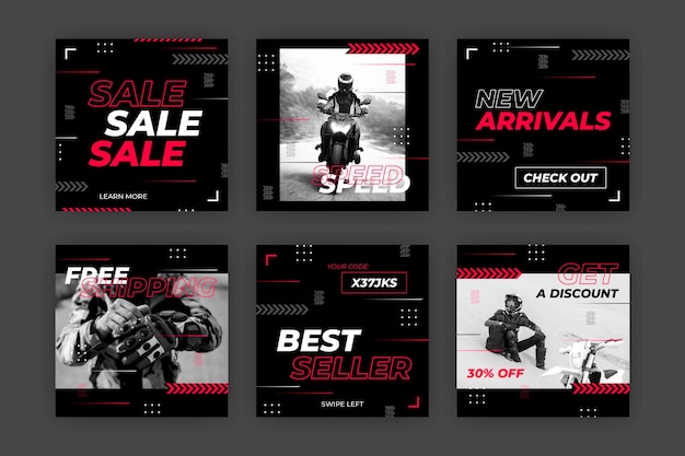 Free vector acid sale instagram post collection