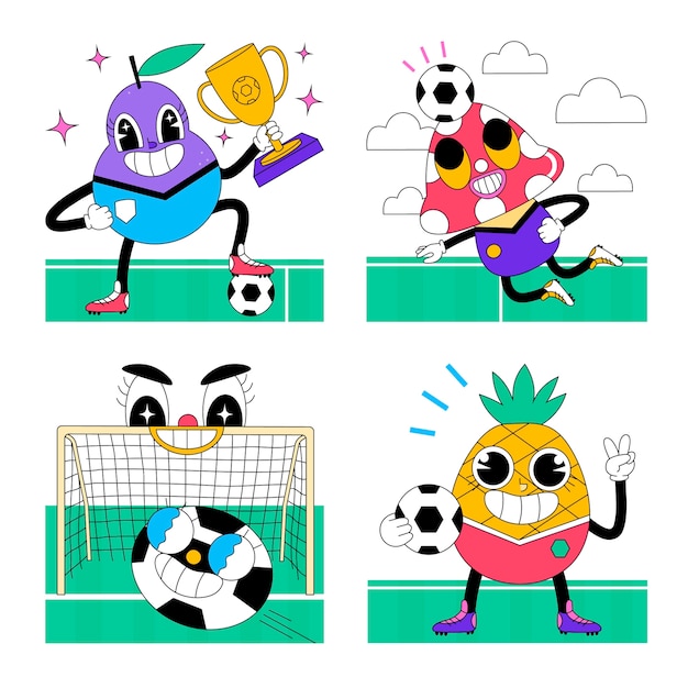 Free Vector acid soccer sticker set