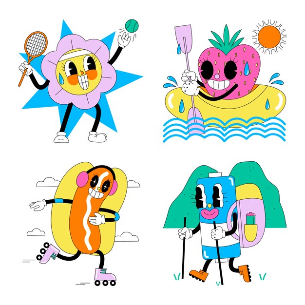 Acid summer sports stickers