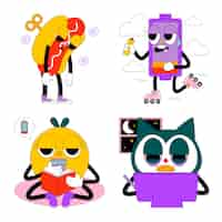 Free vector acid tired stickers collection