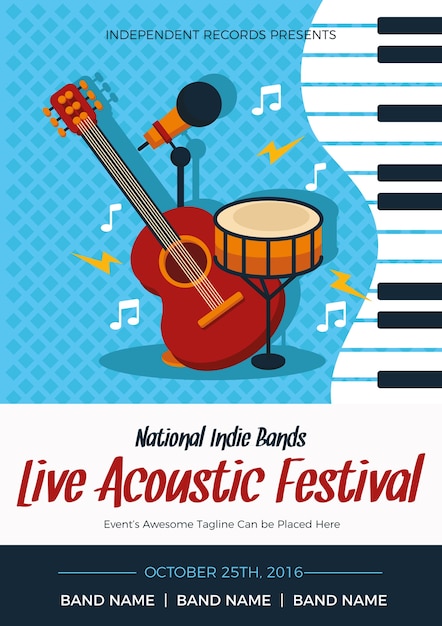 Free vector acoustic festival flyer