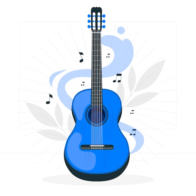 Free vector acoustic guitar concept illustration