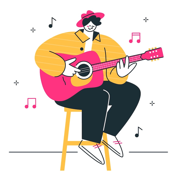 Free Vector acoustic guitar concept illustration
