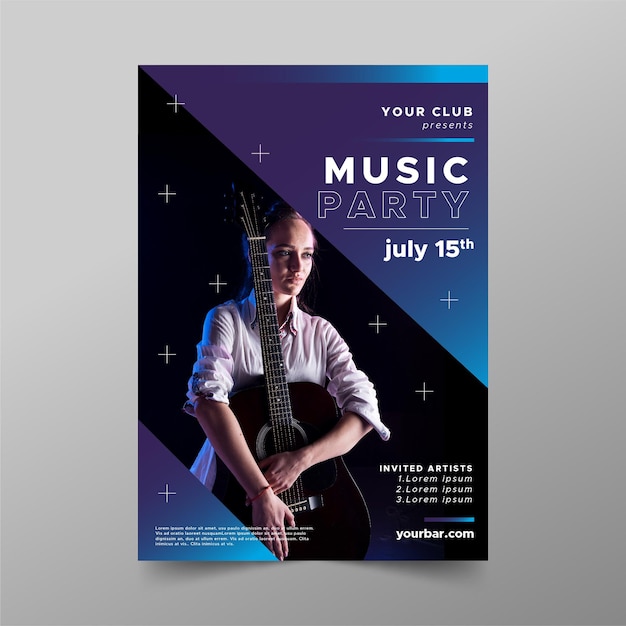 Acoustic guitar music event poster template