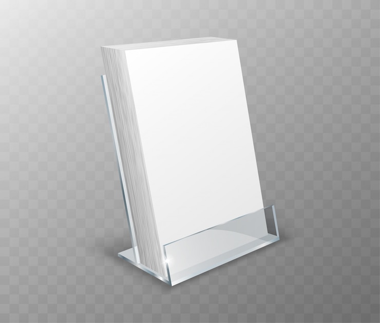 Free Vector acrylic holder, table display with blank cards