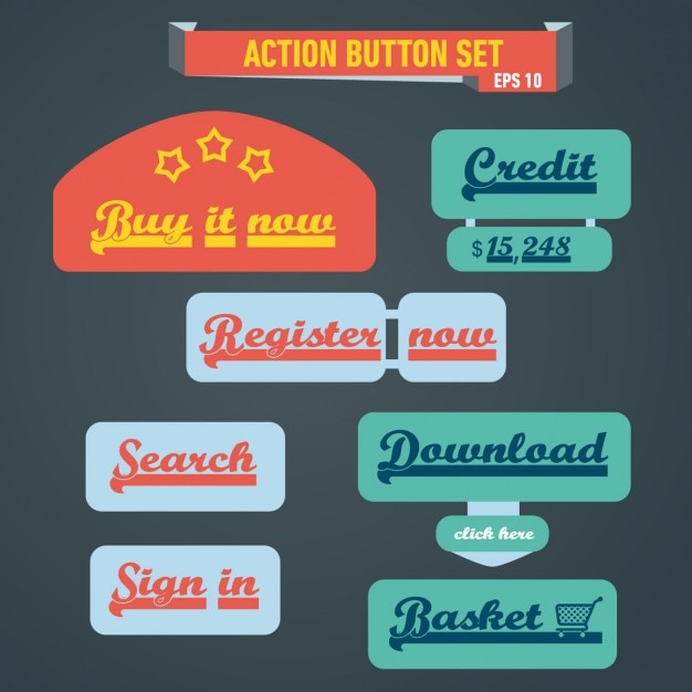 Free vector action buttons set