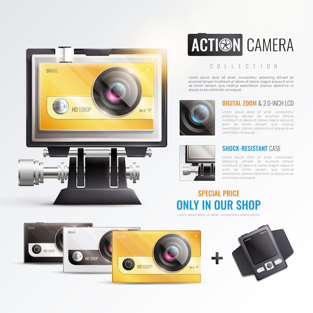 Free vector action camera poster