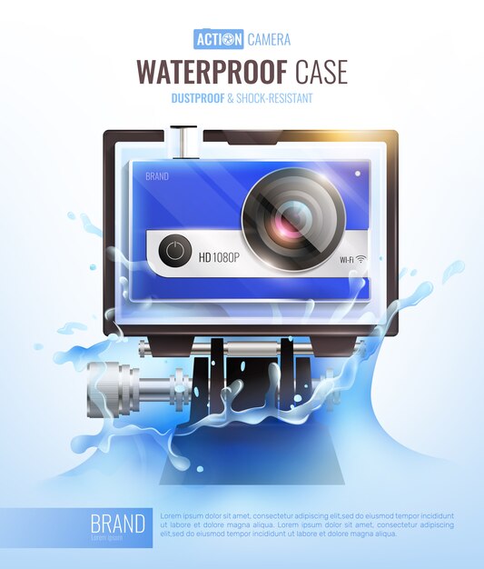 アクションカメラと防水ケースのポスター