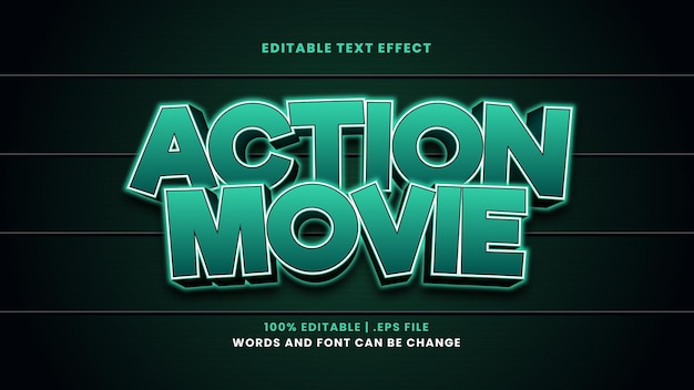 Action movie editable text effect in modern 3d style