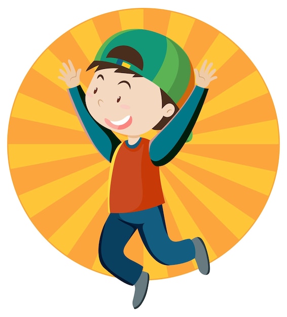 Active boy simple cartoon character