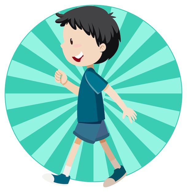 Active boy simple cartoon character