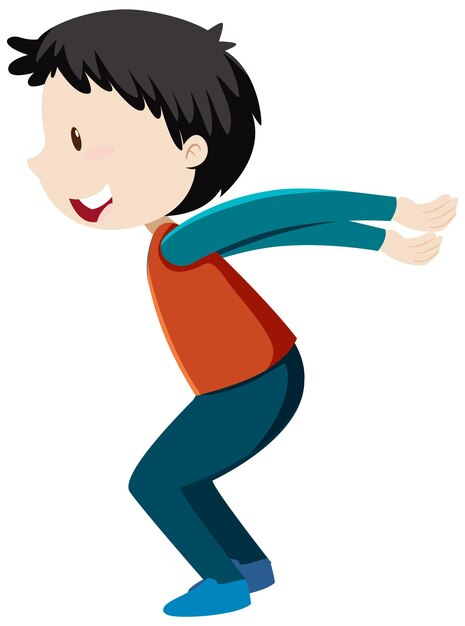 Active boy simple cartoon character