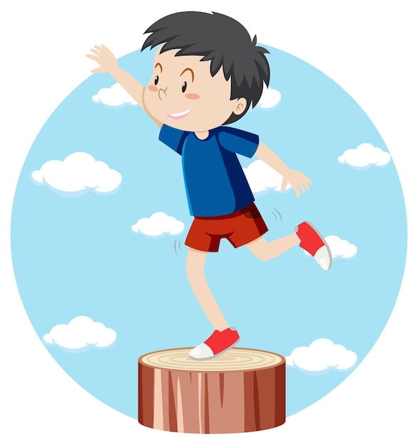 Active boy simple cartoon character