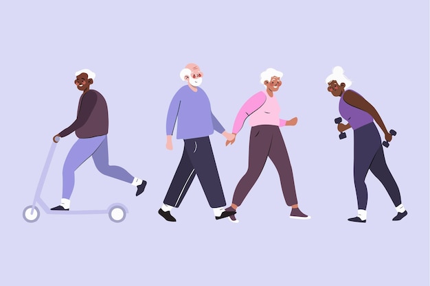 Free vector active elderly people collection